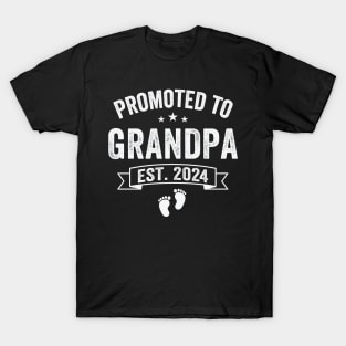 Promoted To Grandpa EST. 2024 Grandparents Baby Announcement Shirt T-Shirt